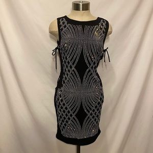 Xtaren black rhinestone mini dress